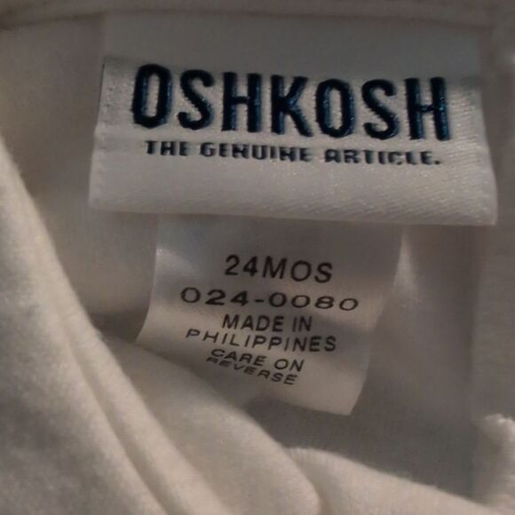 Oshkosh B'Gosh Y2K Infant Girls White Floral Embroidered‎ Lace Collar Outfit Top - Picture 2 of 6